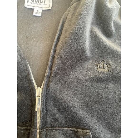 Juicy Couture Black Velour Zip Hoodie Jacket Size Small‎ - Picture 2 of 5